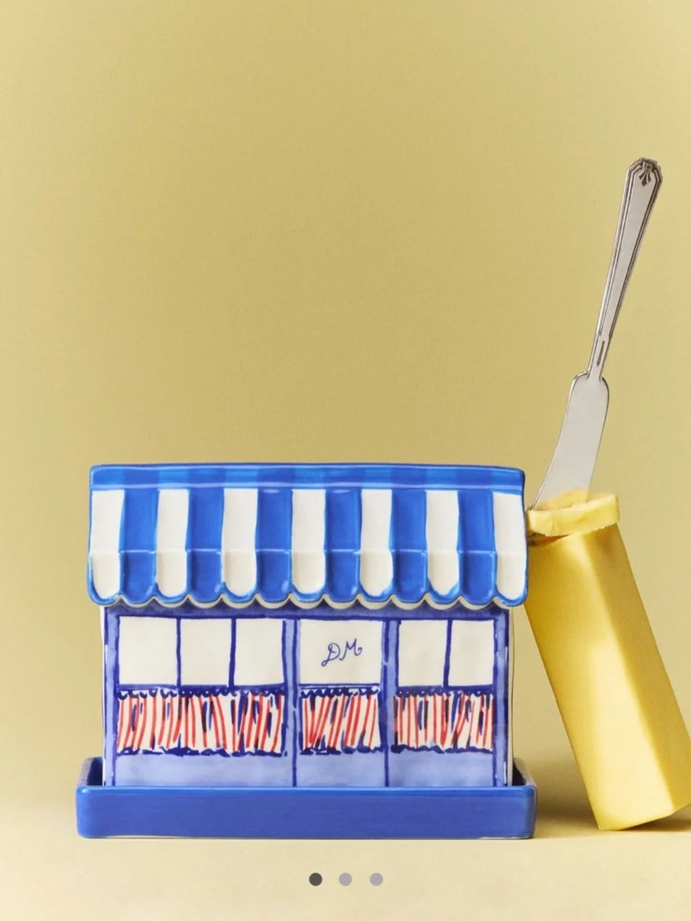 Anthropologie Damson Madder Stoneware Butter Dish | Blue Pattern | NWT